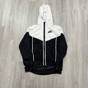 Nike Windrunner Windbreaker Hoodie Jacket Women's Small Black White 883495 011